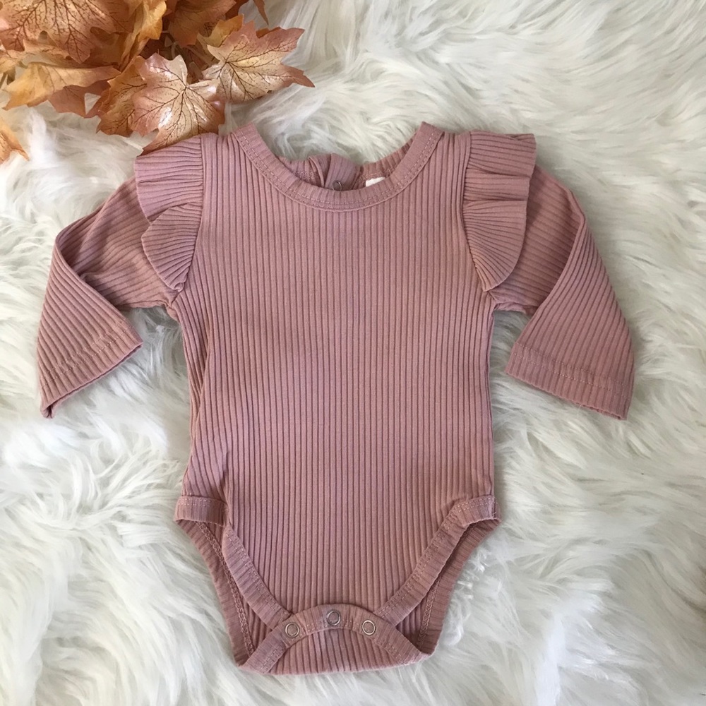 Baby fall fashion blush pink onesie romper